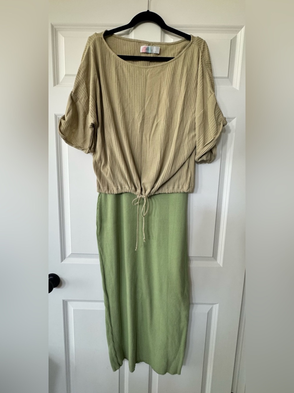 NWT Free People Beach Blaine Ribbed Dress Cypress Green Combo